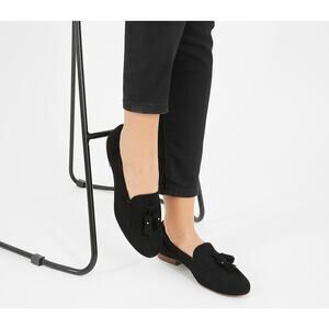 Office London Retro Black Leather Suede Loafers Size 39